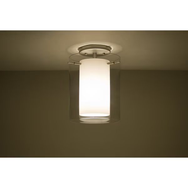 Pahu 8 Ceiling, Clear/Opal, Satin Nickel Finish, 1x11W LED, Besa Lighting, Mfr#: 1KM-C00607-LED-SN